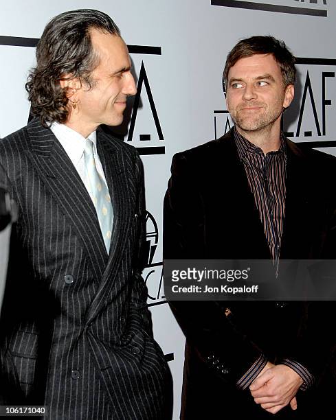 Actor Daniel Day-Lewis and director Paul Thomas Anderson arrive to The 33rd Annual Los Angeles Film Critics Awards at the InterContinental Hotel on...