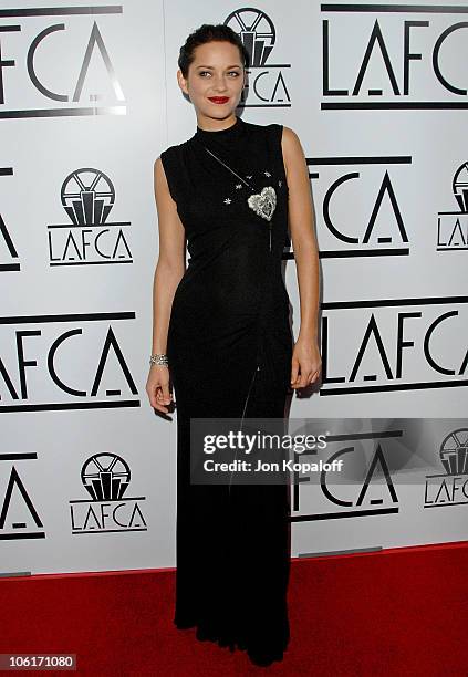 Actress Marion Cotillard arrives to The 33rd Annual Los Angeles Film Critics Awards at the InterContinental Hotel on January 12, 2008 in Century...