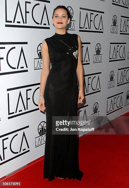Actress Marion Cotillard arrives to The 33rd Annual Los Angeles Film Critics Awards at the InterContinental Hotel on January 12, 2008 in Century...
