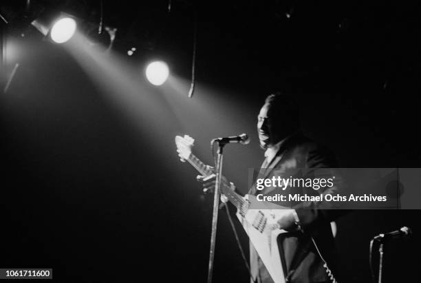 American blues guitarist Albert King performs at the Village Gate nightclub in Greenwich Village, New York City, 11th April 1969.