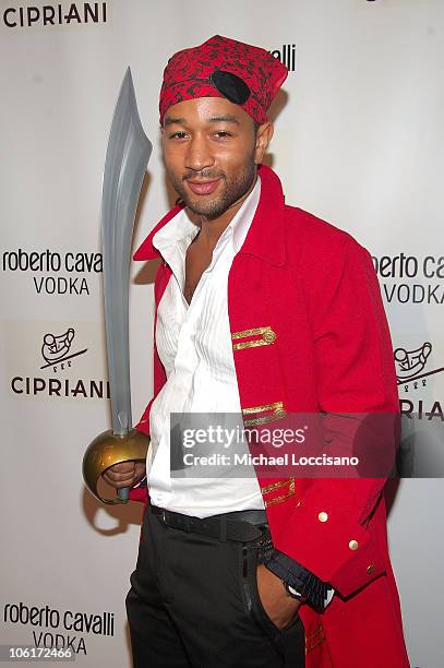 Musician John Legend arrives to Roberto Cavalli's Halloween Party at Cipriani 42nd Street in New York City on October 31, 2007.