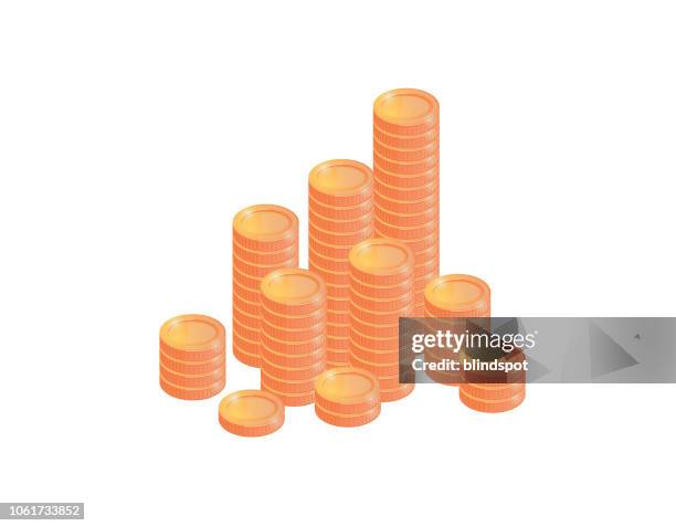 coin stack - blockchain isometric stock illustrations