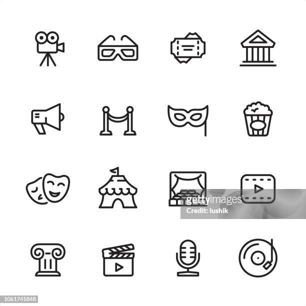 culture & entertainment - outline icon set - cultures stock illustrations