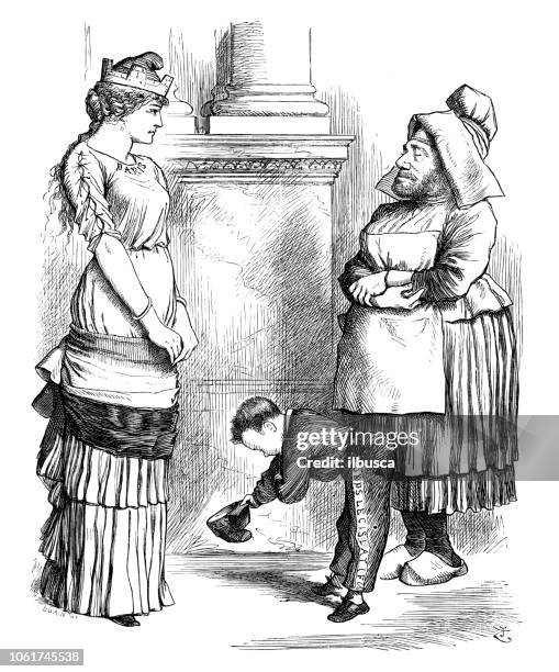 british london satire caricatures comics cartoon illustrations - cross dressing stock illustrations