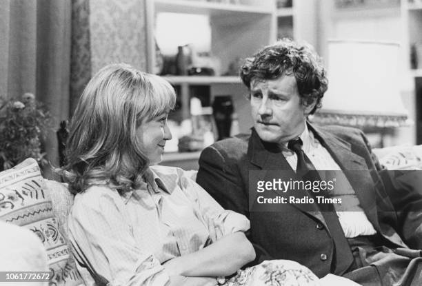 Actors Felicity Kendal and Richard Briers in a scene from episode 'The Last Posh Frock' of the television sitcom 'The Good Life', July 24th 1976.