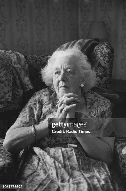 Portrait of actress Margaret Rutherford, photographed for Radio Times in connection with the television special 'The Ealing Comedies', September 1970.