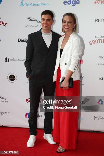 Jack Tame and Hayley Holt attend the 2018 Vodafone New Zealand Music Awards at Spark Arena on November 15, 2018 in Auckland, New Zealand.