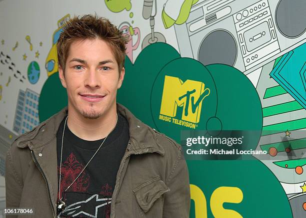 Motorcycle racer Nicky Hayden appears on MTV's "TRL" at MTV's Times Square Studio in New York City on November 12, 2007. The air date for this show...