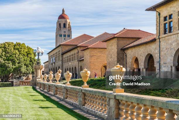 General view of the campus of Stanford University including Hoover Tower and buildings of the Main Quadrangle before an NCAA Pac-12 college football...