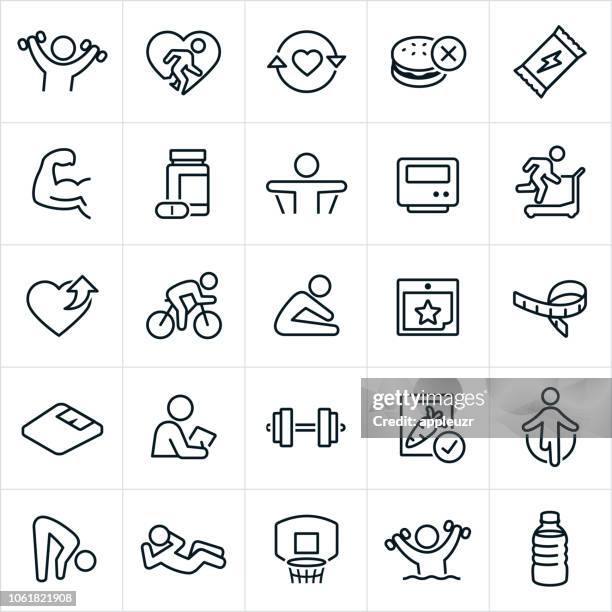 stockillustraties, clipart, cartoons en iconen met oefening en fitness pictogrammen - anaerobe oefening