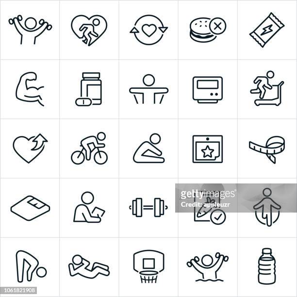 exercise and fitness icons - strength icon stock illustrations