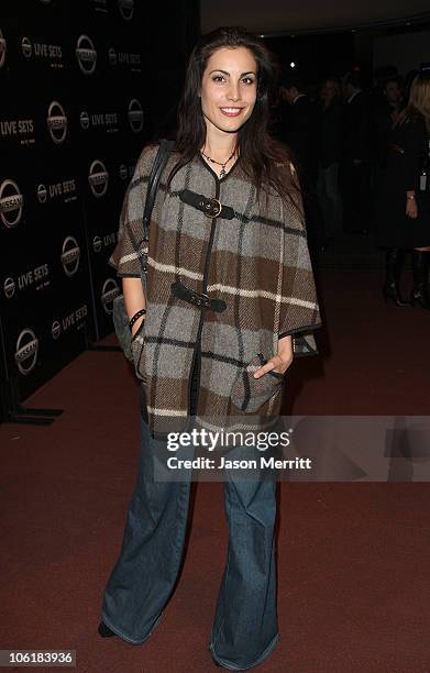 Actress Carly Pope arrives at the Nissan Live Sets on Yahoo! Music Anniversary Celebration at FOX Studios Lot on November 27, 2007 in Century City,...