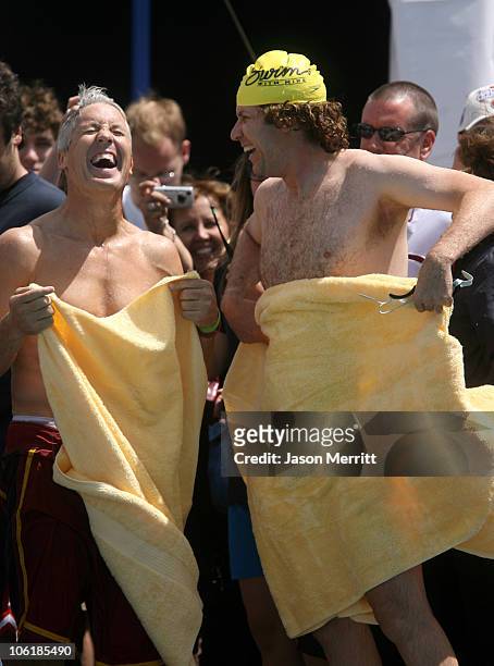 Coach Pete Carroll and Will Ferrell during USC "Swim With Mike" Awards and the 27th Annual Swim-A-Thon at USC McDonald's Swim Stadium in Los Angeles,...