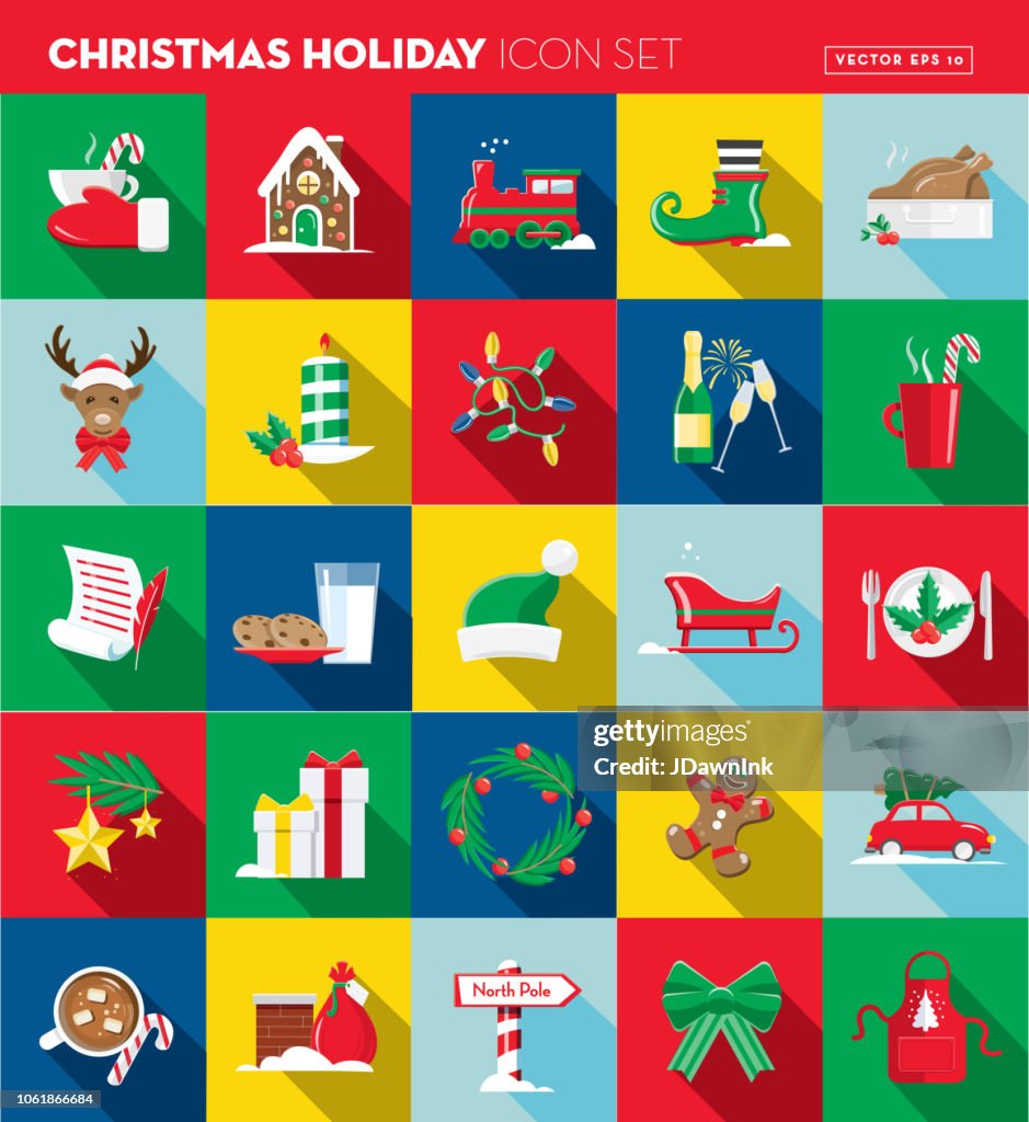 Christmas Flat Design Icon Set