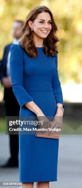 Catherine, Duchess of Cambridge visits the Imperial War Museum to view family letters from World War One on October 31, 2018 in London, England.