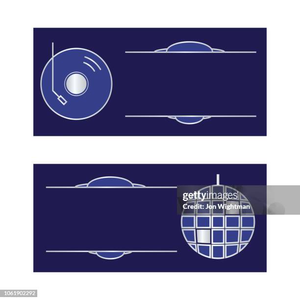 art deco banners - record and disco ball - golden record stock illustrations