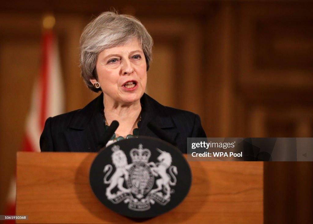 Theresa May Hold Press Conference Inside Downing Street