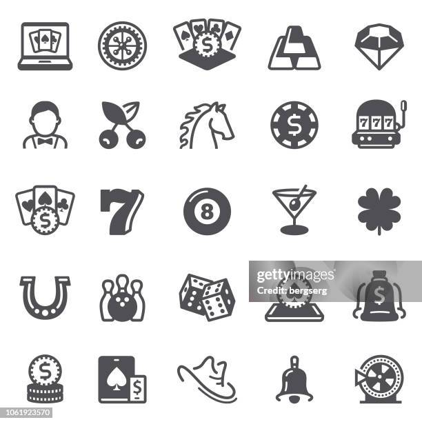 casino and gambling icons - golden horseshoe stock illustrations