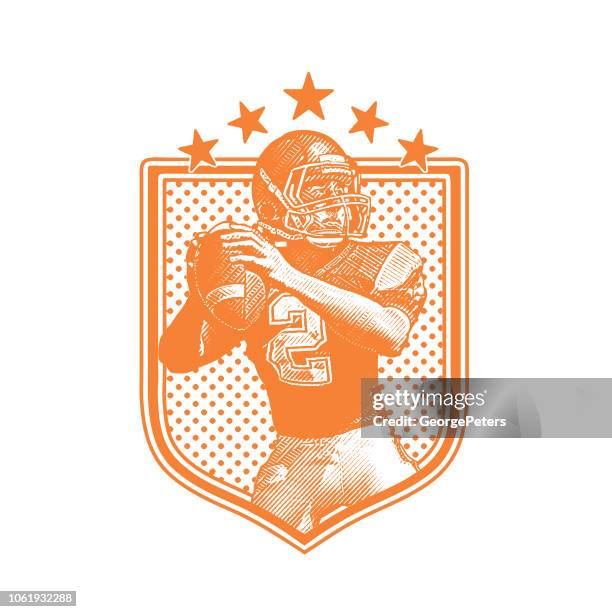 american football quarterback passing football, flat design - 2018 yankee logo stock illustrations