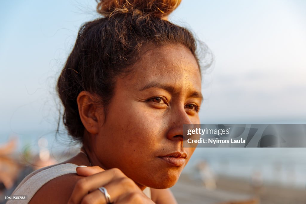 A woman enjoying sunset