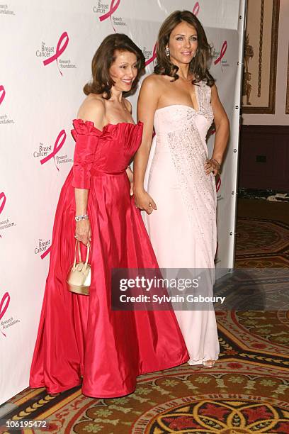 Evelyn Lauder and Elizabeth Hurley during The Breast Cancer Research Foundation's Annual "Hot Pink Party" at Waldorf Astoria in New York, New York,...