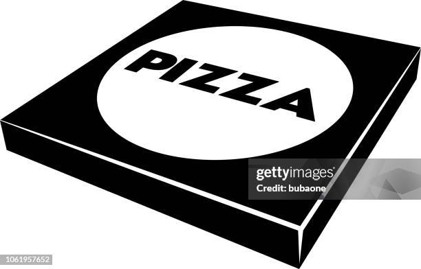 pizza box icon with long shadow - pizza boxes stock illustrations