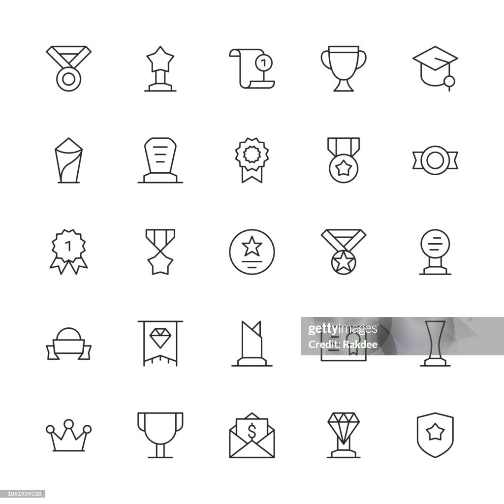 Award and Trophy Icons - Thin Line Series