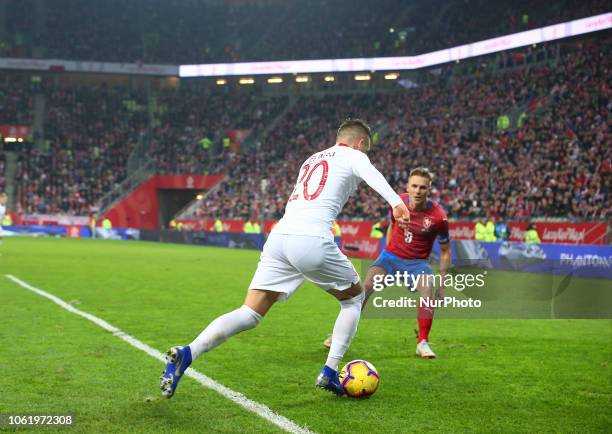 Piotr Zielinski Borek Dockal during the international friendly soccer match between Poland and Czech Republic at Energa Stadium in Gdansk, Poland on...