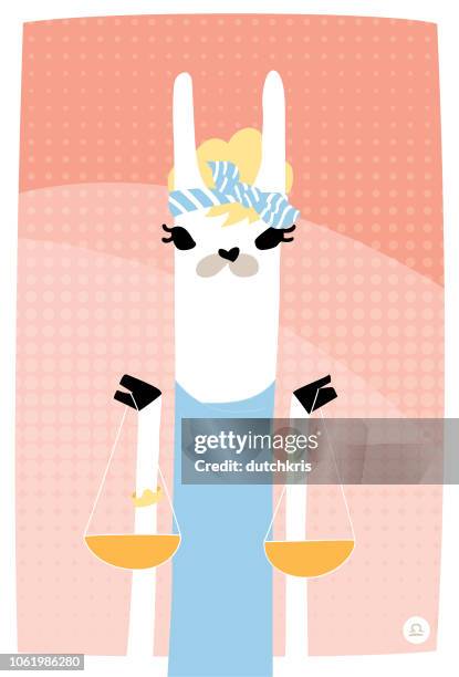 astrology llama libra - alpaca stock illustrations