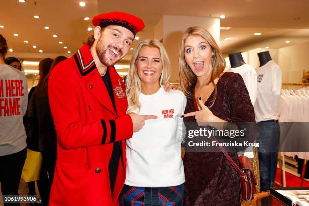 Tijan Marei, Sina Tkotsch and Amelie Plaas Link during the Monaco, Baby! Goes 030 - BUNTE At KaDeWe Berlin on November 15, 2018 in Berlin, Germany.