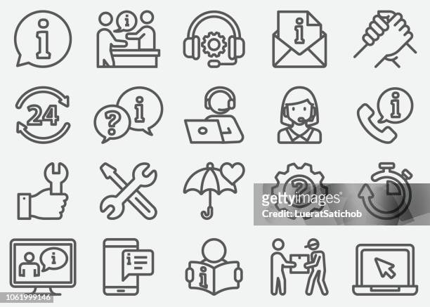 customer service and support line icons - customer support icon stock illustrations