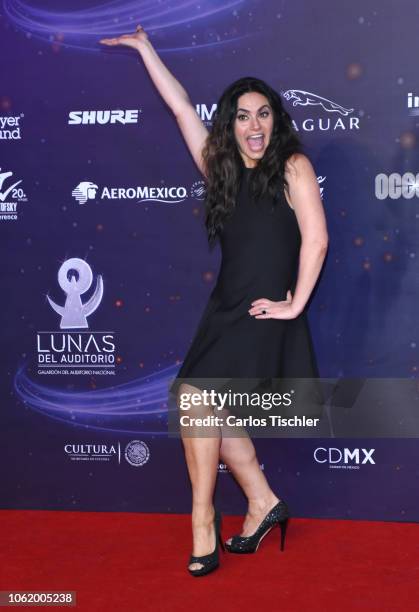 Penelope Menchaca poses for photos on the red carpet before the XVII Lunas del Auditorio award ceremony at Auditorio Nacional on October 31, 2018 in...