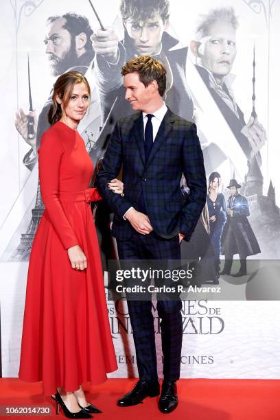 Actor Eddie Redmayne and wife Hannah Bagshawe attend 'Animales Fantasticos: Los Crimenes De Grindelwald' premiere at the Kinepolis cinema on November...