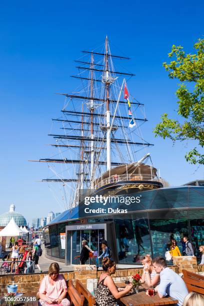 England, London, Greenwich, The Cutty Sark and Pub Customers