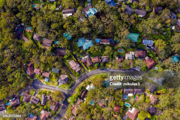sydney suburb overhead perspektiv hustaken - aerial view sydney bildbanksfoton och bilder