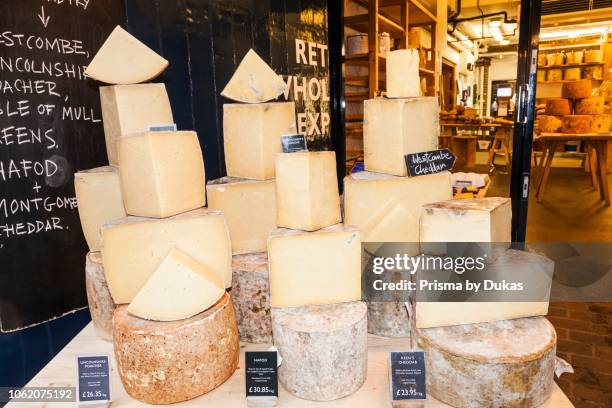 England, London, Southwark, Borough Market, Display of Cheese