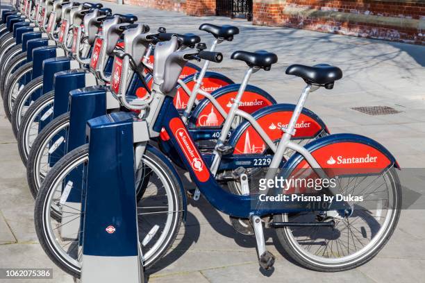 England, London, Santander Bike Hire Stand