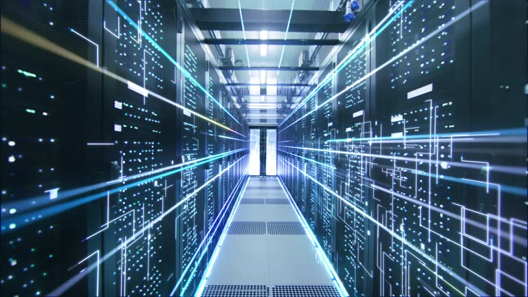 Digitalisation Animation Cinemagraphic Concept of: Activation of Data Center. Animated ...