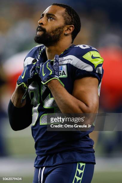 Doug Baldwin of the Seattle Seahawks before the game against the Green Bay Packers at CenturyLink Field on November 15, 2018 in Seattle, Washington.