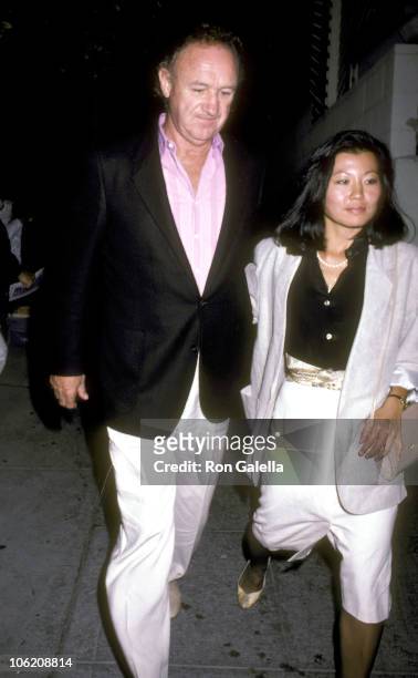 Gene Hackman and Betsy Arakawa during Gene Hackman Sighting at Spago - September 5, 1986 at Spago in West Hollywood, California, United States.