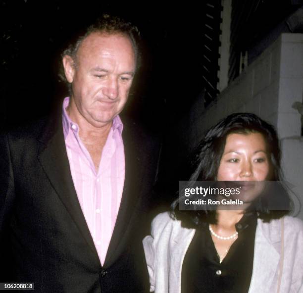 Gene Hackman and Betsy Arakawa during Gene Hackman Sighting at Spago - September 5, 1986 at Spago in West Hollywood, California, United States.