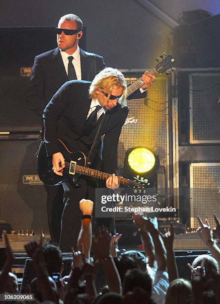 Mike Kroeger and Chad Kroeger of Nickelback during 2007 VH1 Rock Honors - Show at Mandalay Bay in Las Vegas, Nevada, United States.