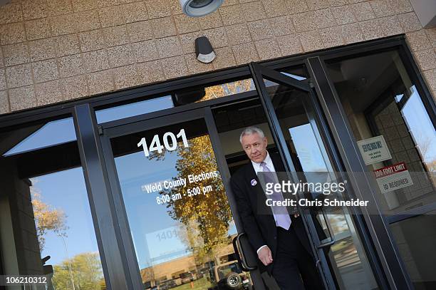 Republican candidate for the U.S. Senate Ken Buck casts his ballot in early voting at the Weld County Elections Office Octtober 27, 2010 in Greeley,...