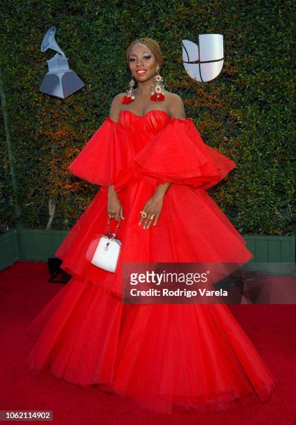 Gloria 'Goyo' Martinez of ChocQuibTown attends the 19th annual Latin GRAMMY Awards at MGM Grand Garden Arena on November 15, 2018 in Las Vegas,...