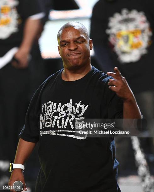 Vin Rock of Naughty By Nature performs onstage during the 2008 VH1 Hip Hop Honors awards show at Hammerstein Ballroom on October 2, 2008 in New York...
