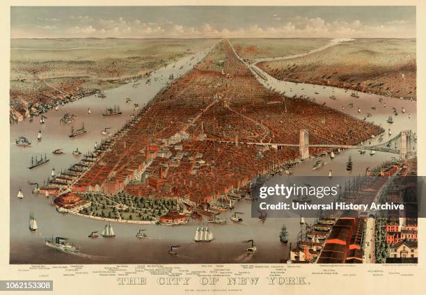 The City of New York, United States of America From a Currier & Ives chromolithograph dated 1884.