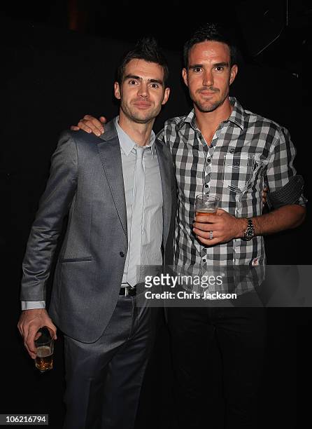 James Anderson and Kevin Pietersen poses at the Brylcreem Paste Lauch Party at Vendome on October 27, 2010 in London, England. To celebrate this...