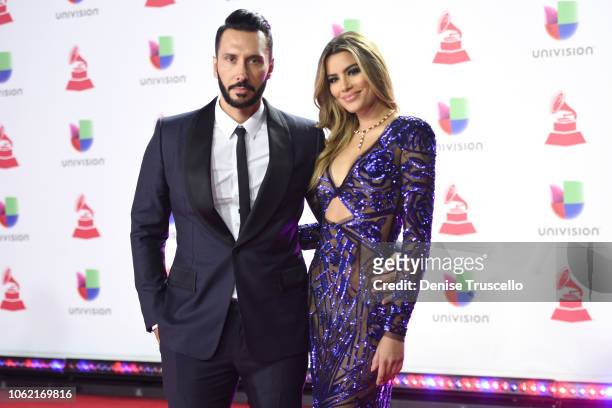 Cedric Gervais and Ariadna Gutierrez attend the 19th annual Latin GRAMMY Awards at MGM Grand Garden Arena on November 15, 2018 in Las Vegas, Nevada.