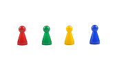 Pawns in a game on white background