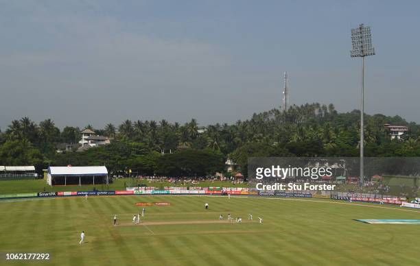 General view of the Pallekele Stadium during Day Three of the Second Test match between Sri Lanka and England at Pallekele Cricket Stadium on...